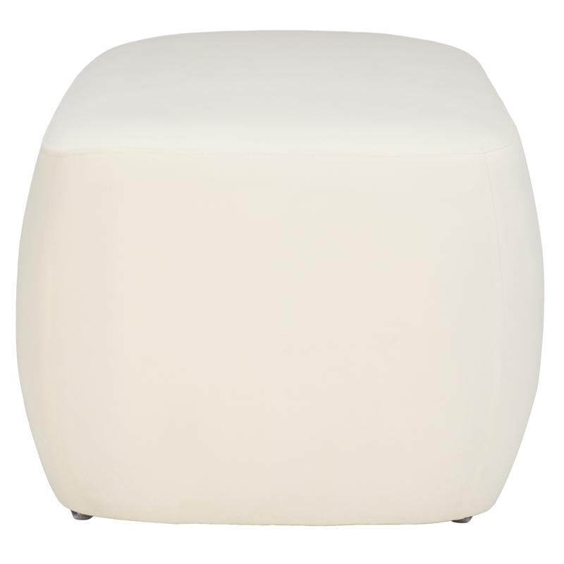 Safavieh Whitley Wood and Velvet Rectangular Ottoman in Cream