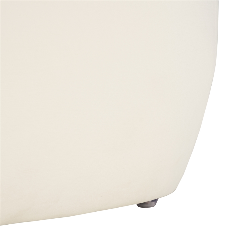 Safavieh Whitley Wood and Velvet Rectangular Ottoman in Cream