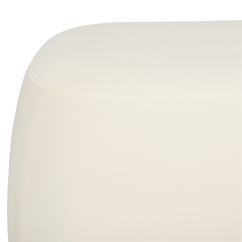 Safavieh Whitley Wood and Velvet Rectangular Ottoman in Cream