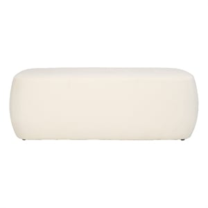 Safavieh Whitley Wood and Velvet Rectangular Ottoman in Cream