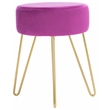 Safavieh Abrea Velvet and Wood  Round Ottoman  in Gold