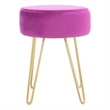 Safavieh Abrea Velvet and Wood  Round Ottoman  in Gold