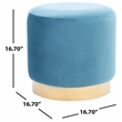 Safavieh Azai Velvet and Wood Round Ottoman in Blue / Gold