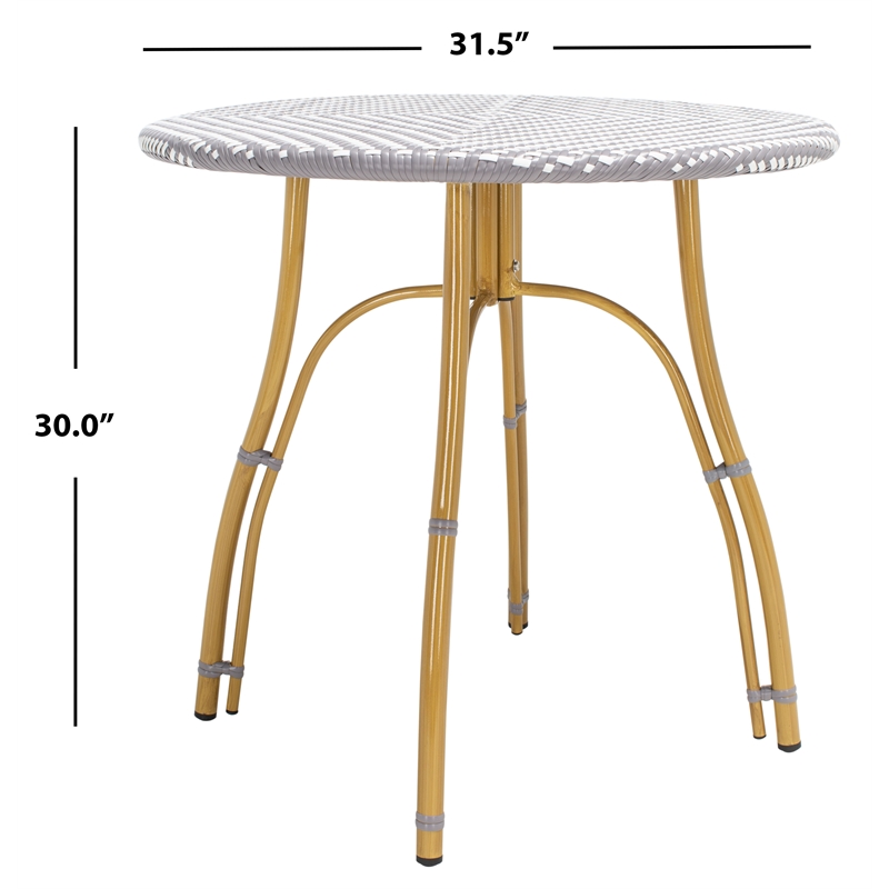 Safavieh Kylie Aluminum Bistro Table in Gray / White
