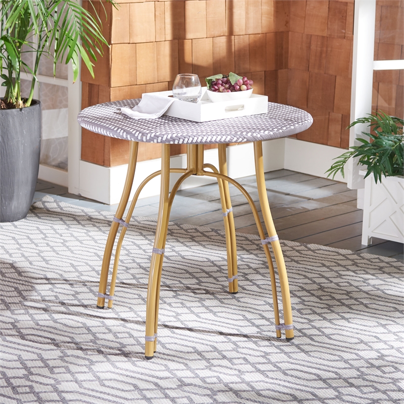 Safavieh Kylie Aluminum Bistro Table in Gray / White
