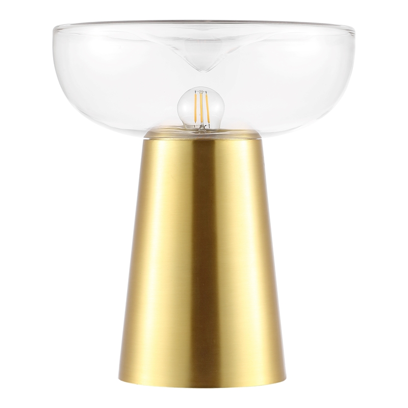 Safavieh Vassar Glass and Iron 12.75 Inch Table Lamp in Brass / Clear
