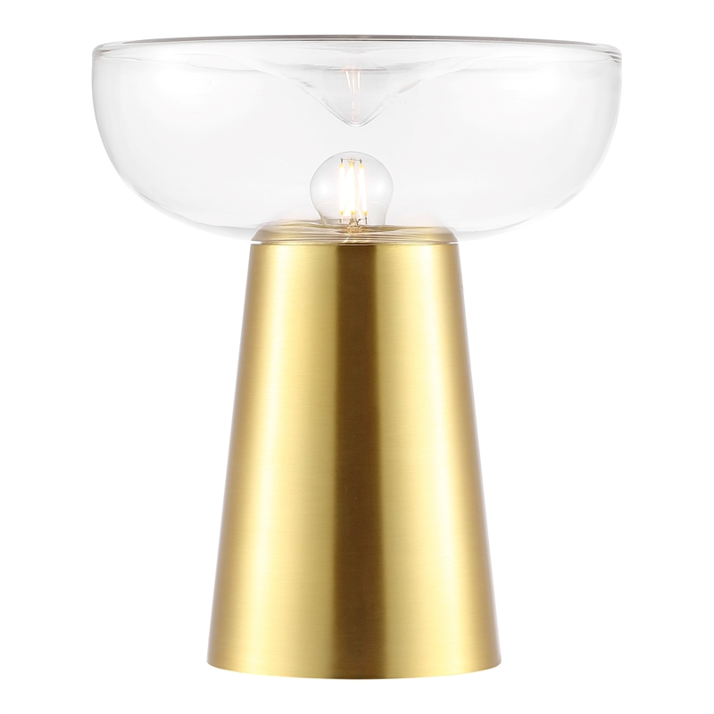 Safavieh Vassar Glass and Iron 12.75 Inch Table Lamp in Brass / Clear