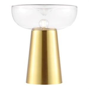 Safavieh Vassar Glass and Iron 12.75 Inch Table Lamp in Brass / Clear