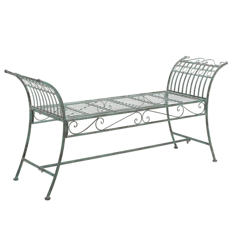 Safavieh Hadley Iron Bench  in Green
