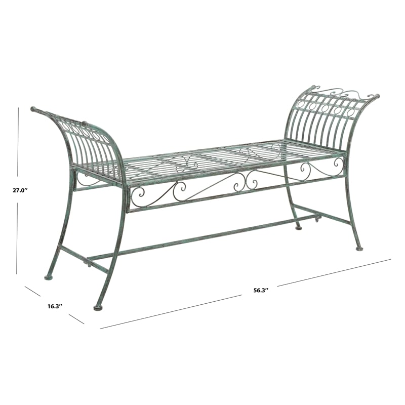 Safavieh Hadley Iron Bench  in Green