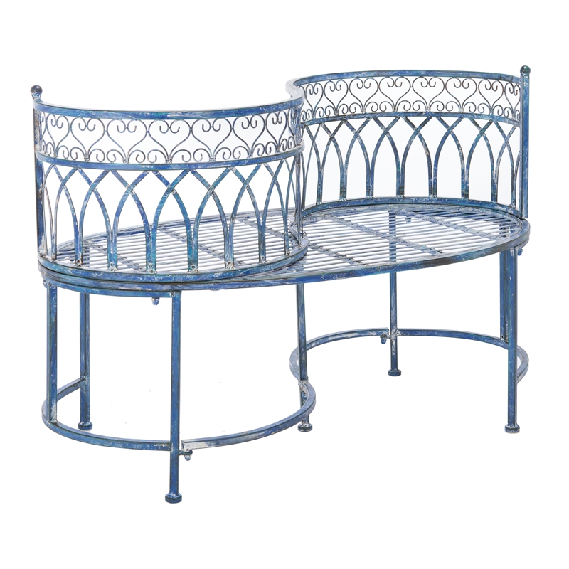 Safavieh Lara Kissing  Iron Bench in Blue