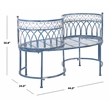 Safavieh Lara Kissing  Iron Bench in Blue
