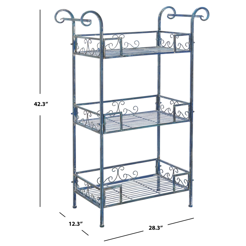 Safavieh Noreen Iron 3 Tier Shelf  in Blue