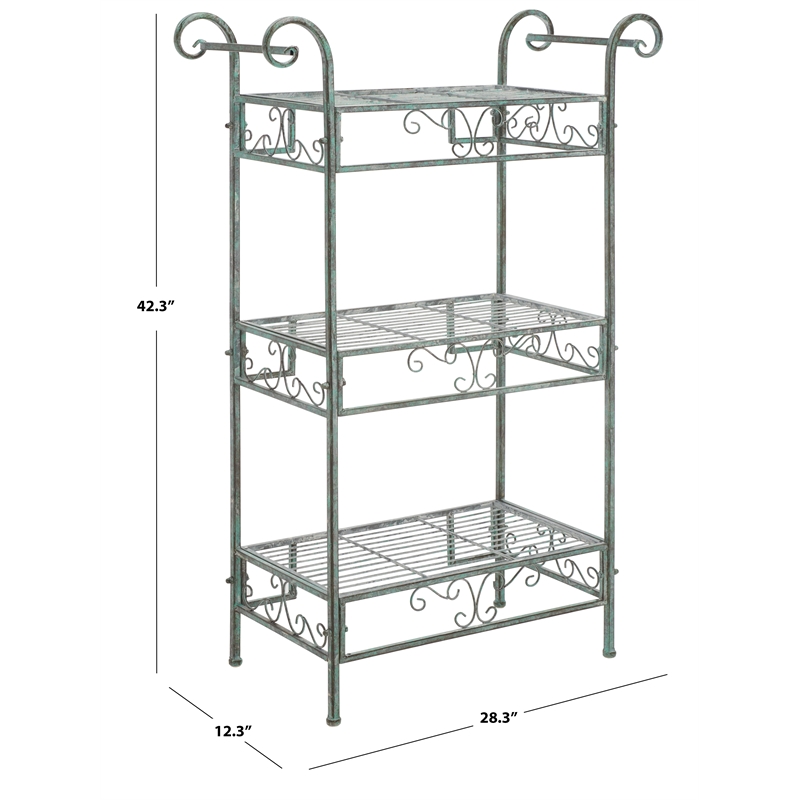 Safavieh Noreen Iron 3 Tier Shelf  in Green