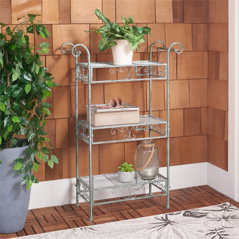 Safavieh Noreen Iron 3 Tier Shelf  in Green