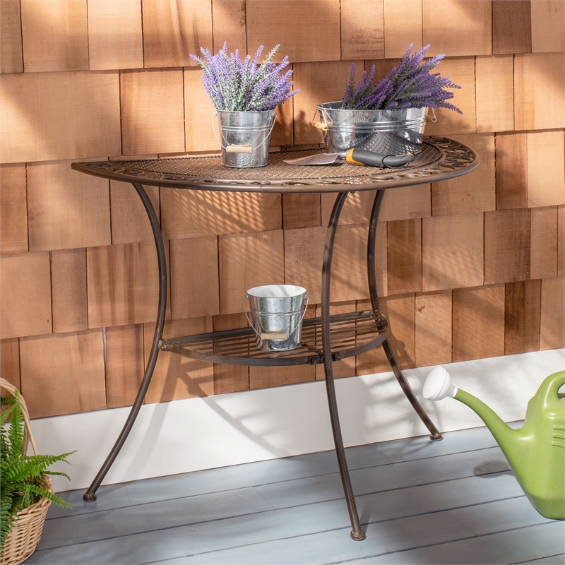 Safavieh Genson Halfmoon  Iron Console Table in Rust