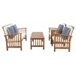 Safavieh Rocklin Wood  4 Pc Outdoor Set in Natural / Beige / Navy / White