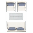 Safavieh Rocklin Wood  4 Pc Outdoor Set  in Gray / Beige/ Navy / White