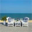 Safavieh Rocklin Wood  4 Pc Outdoor Set  in Gray / Beige/ Navy / White