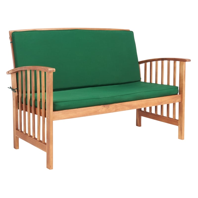 Safavieh Rocklin Wood 4 Pc Outdoor Set in Natural / Green