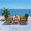 Safavieh Rocklin Wood 4 Pc Outdoor Set in Natural / Green