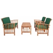 Safavieh Rocklin Wood 4 Pc Outdoor Set in Natural / Green