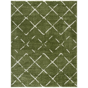 Safavieh Arizona Shag 9'-0&quot x 12'-0&quot Polypropylene Power Loomed RuginGreen/Ivory