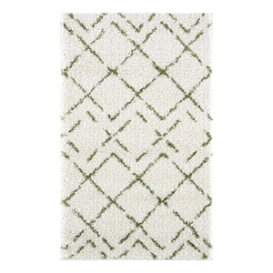 Safavieh Arizona Shag 3'-2&quot x 5'-0&quot Polypropylene Power Loomed Rug inIvory/Green