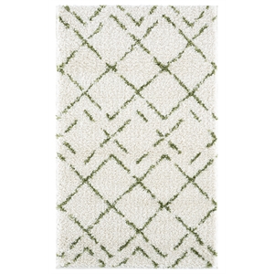 Safavieh Arizona Shag 4'-0&quot x 6'-0&quot Polypropylene Power Loomed Rug inIvory/Green