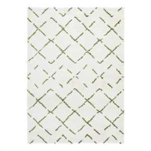 Safavieh Arizona Shag 5'-1&quot x 7'-6&quot Polypropylene Power Loomed Rug inIvory/Green