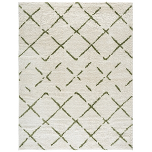 Safavieh Arizona Shag 6'-7&quot x 9'-2&quot Polypropylene Power Loomed Rug inIvory/Green