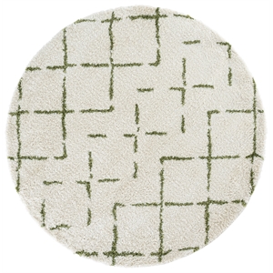 Safavieh Arizona Shag 6'-7&quot x 6'-7&quot Polypropylene Power Loomed Rug inIvory/Green