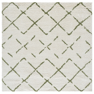 Safavieh Arizona Shag 6'-7&quot x 6'-7&quot Polypropylene Power Loomed Rug inIvory/Green