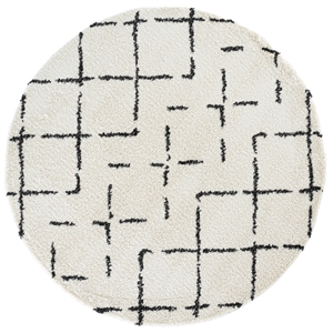 Safavieh Arizona Shag 6'-7&quot x 6'-7&quot Polypropylene Power Loomed Rug inIvory/Black