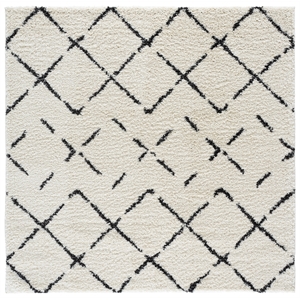 Safavieh Arizona Shag 6'-7&quot x 6'-7&quot Polypropylene Power Loomed Rug inIvory/Black