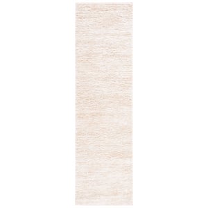 Safavieh Berber Shag 2'-3&quot x 10'-0&quot Polyester Power Loomed Rug in Ivory / Beige