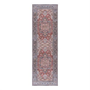 Safavieh Arizona 2'-6&quot x 8'-0&quot Polyester Power Loomed Rug in Rust / Blue
