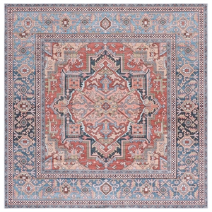 Safavieh Arizona 6'-0&quot x 6'-0&quot Polyester Power Loomed Rug in Rust / Blue