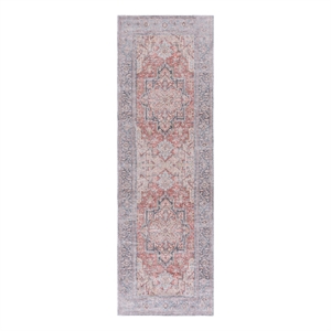 Safavieh Arizona 2'-6&quot x 8'-0&quot Polyester Power Loomed Rug in Rust / Blue