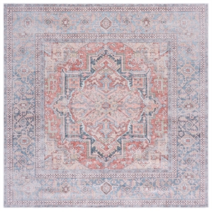 Safavieh Arizona 6'-0&quot x 6'-0&quot Polyester Power Loomed Rug in Rust / Blue