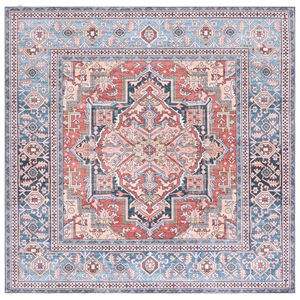 Safavieh Arizona 6'-0&quot x 6'-0&quot Polyester Power Loomed Rug in Rust / Blue