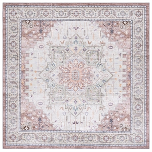 Safavieh Arizona 6'-0&quot x 6'-0&quot Polyester Power Loomed Rug in Beige /Green /Brown