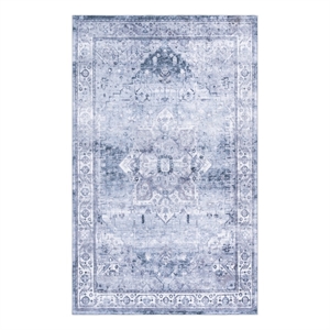 Safavieh Arizona 4'-0&quot x 6'-0&quot Polyester Power Loomed Rug in Dark Gray/ Ivory