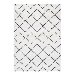 Safavieh Arizona Shag 5'-1&quot x 7'-6&quot Polypropylene Power Loomed Rug inIvory/Slate