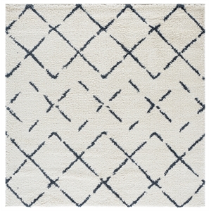 Safavieh Arizona Shag 6'-7&quot x 6'-7&quot Polypropylene Power Loomed Rug inIvory/Slate