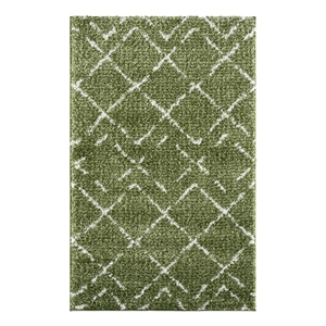 Safavieh Arizona Shag 3'-2&quot x 5'-0&quot Polypropylene Power Loomed Rug inGreen/Ivory