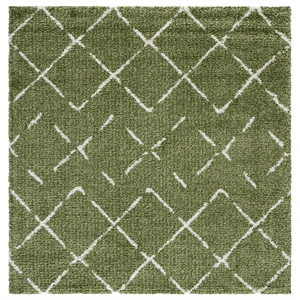 Safavieh Arizona Shag 6'-7&quot x 6'-7&quot Polypropylene Power Loomed Rug inGreen/Ivory
