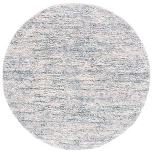 Safavieh Berber Shag 10'-0&quot x 10'-0&quot Polyester Power Loomed Rug in Ivory / Aqua