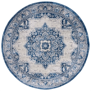 Safavieh Brentwood 8'-0&quot x 8'-0&quot Polypropylene Power Loomed Rug in Blue / Ivory