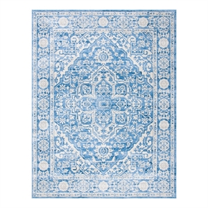 Safavieh Brentwood 2'-6&quot x 22'-0&quot Polypropylene Power Loomed Rug in Ivory / Navy